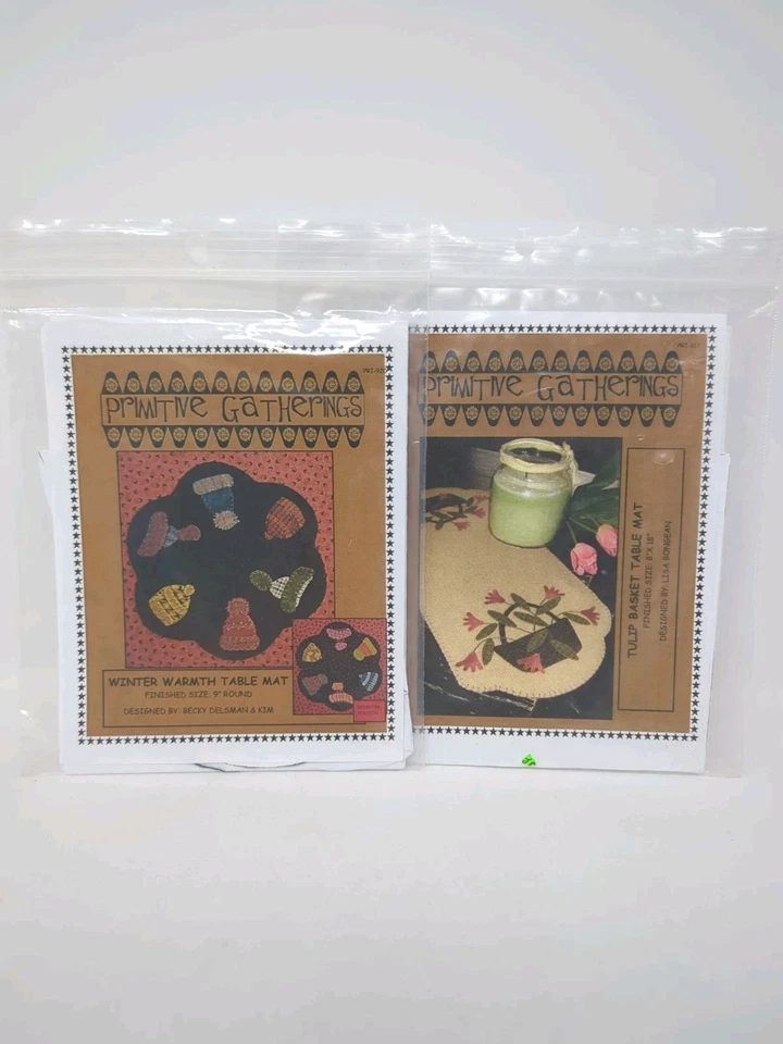 2 Primitive Gatherings Table Mat Patterns Winter Warmth, Tulip Basket - Image 1 of 4