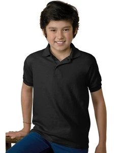 Hanes Kids Cotton-Blend Jersey Polo - Picture 1 of 35