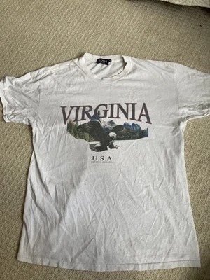 Boohoo Size Small Men’s Oversized T-shirt Virginia USA Retro 90s 80s Eagle  - Image 1 of 4