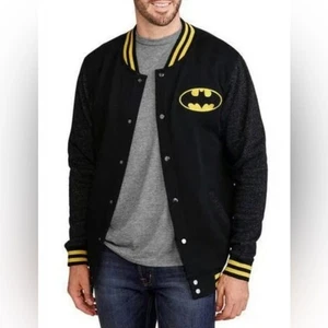 Chaqueta Bomber DC Comics Clásica Logo Batman Varsity Negra Talla XL - Imagen 1 de 6
