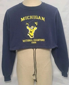 1996 Michigan Wolverines Hockey National Champions Blue Sweatshirt Wmn XL Used - Picture 1 of 10