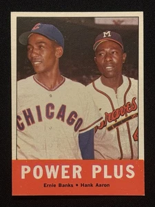 1963 TOPPS POWER PLUS #242 ERNIE BANKS HANK AARON VINTAGE BASEBALL CARD NR MINT - Picture 1 of 2