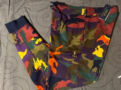 POLO RALPH LAUREN MULTICOLOR CAMO PRINT PONYS SWEATPANTS JOGGERS SIZE L MEN $168 - Image 1 of 4