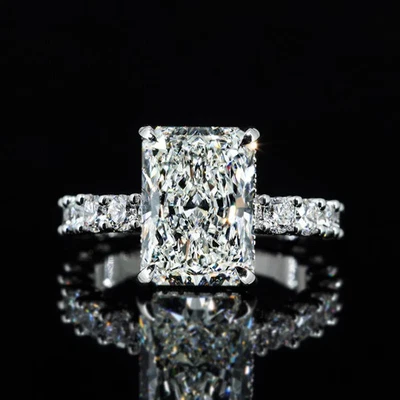 Wedding Diamond Ring Lab Grown Radiant Cut 7.78 Ct IGI Certified 14k White Gold - Image 1 of 4