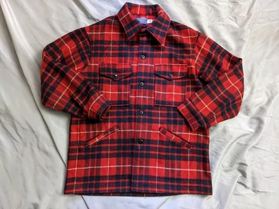 Chaqueta Pendleton De Colección Para Hombre Talla M Roja A Cuadros Mackinaw Cruiser Lana Abotonada Foto 1 de 4