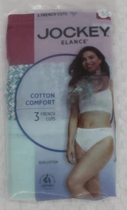 New 3pk JOCKEY covered waistband 100% cotton FRENCH CUT DARK ROSE green white 5 - Picture 1 of 5