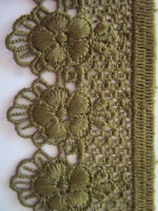 Elegante Spitze elastisch Borte Olivgrün Breit 5,4cm - Picture 1 of 3