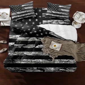 Camouflage 4 Pieces Duvet Cover Sheet Set, American Flag Bedding Sets Twin Lu... - Picture 1 of 9