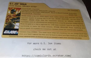 Snake Eyes V32 Filecard 2008 25th Anniversary GI Joe G.I. Joe - Picture 1 of 2