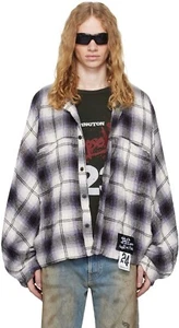 Rivington Roi Rebis Nazarene Plaid Button Up Shirt Off White Purple Small - Picture 1 of 8