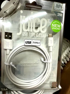 Juice New USB Type-C 2 meter Charge & Sync Cable USB-C White iPhone 15 + Samsung - Picture 1 of 3