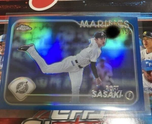 Roki Sasaki 2024 Topps Chrome Blue Refractor Card Limited /150 Dodgers - Picture 1 of 1