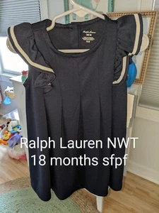 NWT Toddler Girls Baby RALPH LAUREN 18 months blue short sleeve occasion dress - Picture 1 of 1