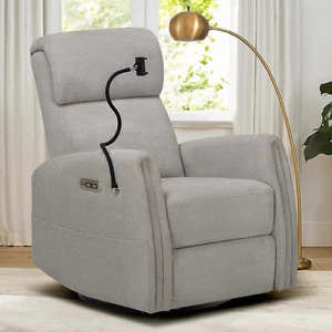 Power Swivel Glider Recliner Chair, Nursery Rocking Chair, Living Room Chair, 27 - Picture 1 of 9