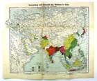 1912 2 COLOR MAPS RICE PRODUCTION WORLDWIDE & ASIA-Agriculture,China,Japan,India