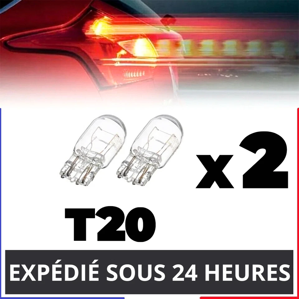 2 Ampoules T20 W21W W21/5W 12V Halogène Veilleuses Feux de Jour DRL Feux Arrière - Photo 1/3
