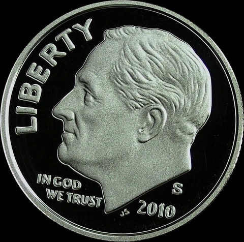 2010 S 90% Silver Roosevelt Dime Deep Cameo Gem Proof Cover