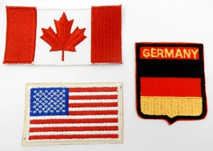 VINTAGE NEW SET OF 3 EMBROIDERED PATCHES: UNITED STATES, GERMANY, CANADA - Picture 1 of 6