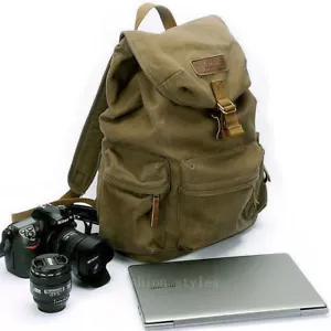 Waterproof Canvas DSLR SLR Camera Bag Backpack Padded Insert Laptop Bag Rucksack - Picture 1 of 23