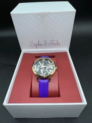 Reloj Mujer Sophie & Freda Púrpura Tono Dorado Correa Cuero 36 MM Foto 1 de 4