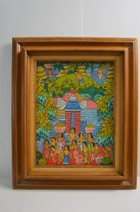 Vintage Haitian Oil Canvas Original Folk Art Banana Harvest Tribal Cultural - Picture 1 of 18