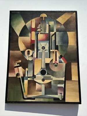 PINTURA ABSTRACTA EXPRESIONISMO Dietz Industrial Machine 1975 Cubismo 24" vintage Foto 1 de 4