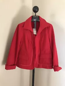 NWT * Chico's * 1 Sz M/8 RAZZIE RED SMOOTH Plush PIPED Blazer Jacket $109 - Picture 1 of 5