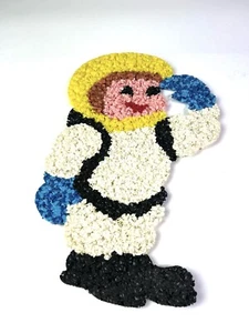 Ultra Rare Melted Plastic Popcorn Astronaut Wall Art Vintage Decoration - Picture 1 of 5