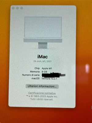 Apple iMac 24" (256GB SSD, Apple M1, 3,20GHz, 8GB, GPU 7‑core) Argento  - Immagine 1 di 3