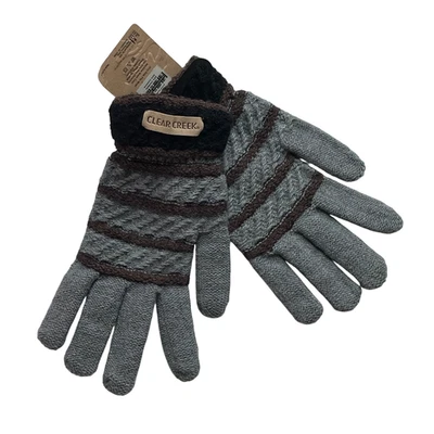 Guantes a rayas texturizadas grises y marrones Clear Creek guantes con pantalla táctil para mujer Foto 1 de 2