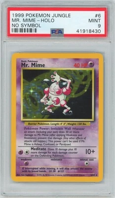 PSA 9 MINT 1999 Jungle #6 Mr. Mime - Holo No Set Symbol Error Pokemon TCG - Image 1 of 2