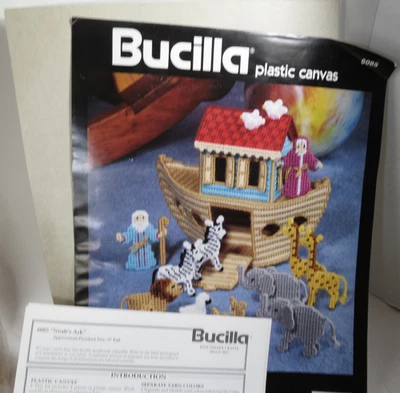 Bucilla Vintage Plastic Canvas Kit #6085 Noah's Ark Open w/ Extra Needles - Image 1 of 4