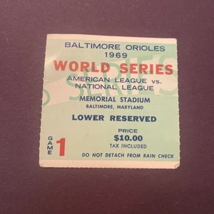 Juego Serie Mundial 1969 1 medio talón Orioles Vs Mets - Imagen 1 de 4