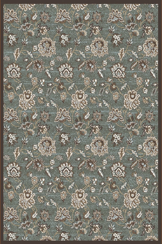 8x8 Radici Green Floral Vines Leaves Area Rug Round 3475 - Aprx 7' 10 x 7' 10" - Image 1 of 1
