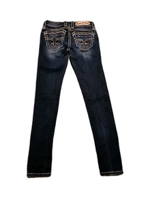 Rock Revival Sharon Skinny Low Rise Jeans Women’s Size 25 Thick Stitch 28x29 EUC - Picture 1 of 20