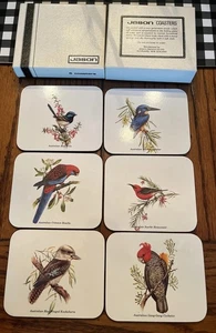 Jason Coasters Australian Colorful Birds Set Of 6 Corked Backed ~W/Box - Picture 1 of 7