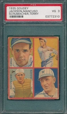 1935 Goudey 4-in-1 Bill Terry Gus Mancuso Hal Schumacher Travis Jackson PSA 3 - Image 1 of 2