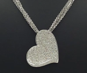 Collar Oro 14K Oro Blanco 18K 2 quilates Diamante Corazón Damas Pieza de Bienestar - Imagen 1 de 6