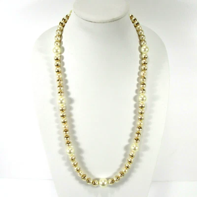 30 inch Napier Necklace Gold Capped Creamy Faux Pearls @ Lone*Star*Treasures Foto 1 de 4