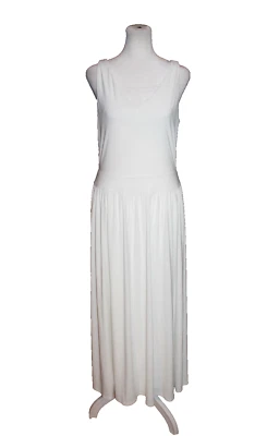 Vestido sin mangas largo White House Black Market para mujer talla S blanco liso cuello en V Foto 1 de 2