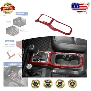 Red Carbon Fiber Gear Shift Cup Holder Trim for Jeep Wrangler JL & Gladiator JT - Picture 1 of 9