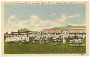 VINTAGE POSTCARD- ANNUAL WATERMELON FEAST BY LION'S CLUB- GASTONIA N.C.- #61575  - Picture 1 of 2