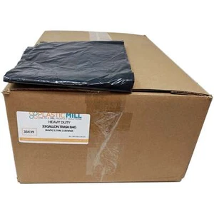 33 Gallon Garbage Bags: Black, 1.2 MIL, 33x39, 150 Bags. - Picture 1 of 8