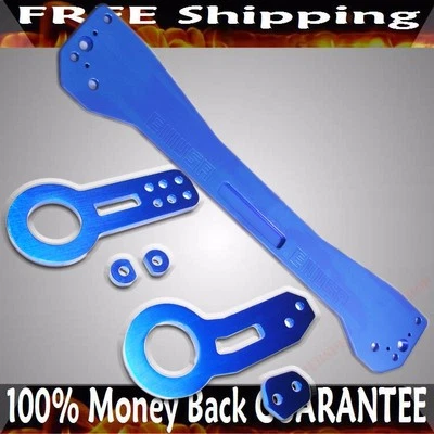Combo de gancho de remolque F&R azul + barra de amarre trasera soporte para Honda Civic 1996-2000  Foto 1 de 4