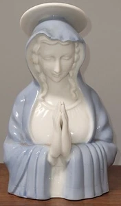 Porcelain Religious Mother Mary Praying 5.5" Tall Blue/White Bust Marked Arrow - Picture 1 of 10