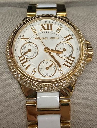 Orologio Michael Kors Donna Camille Tono Oro Acrilico Bracciale Bianco MK5945