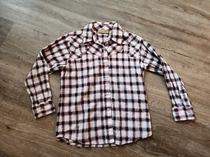 Wrangler Girls Shirt Size S Small 6 Pink Plaid Clear Pearl Snap Western Rodeo  - Picture 1 of 4