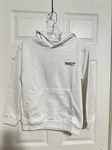 💯%Authentic!Brand New!Balenciaga KIDS POLITICAL CAMPAIGN HOODIE IN WHITE size10 - Picture 1 of 4