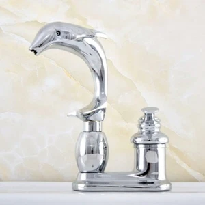 Polished Chrome 4" Centerset Hole Animal Dolphin Kitchen Faucet Mixer Tap fsf838 - Picture 1 of 9