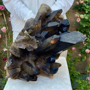 21 Pfund natürliche schöne schwarze Quarz Kristall Cluster Mineral Probe selten - Bild 1 von 15